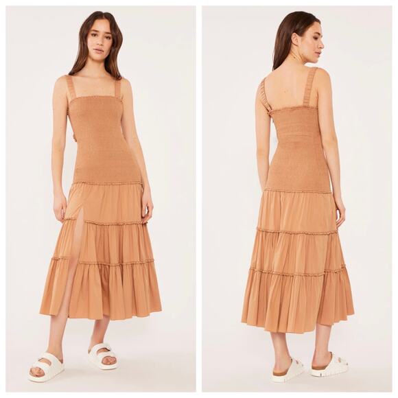 Cinq à Sept Dresses & Skirts - NEW Cinq a Sept Tan Smocked Midi Dress